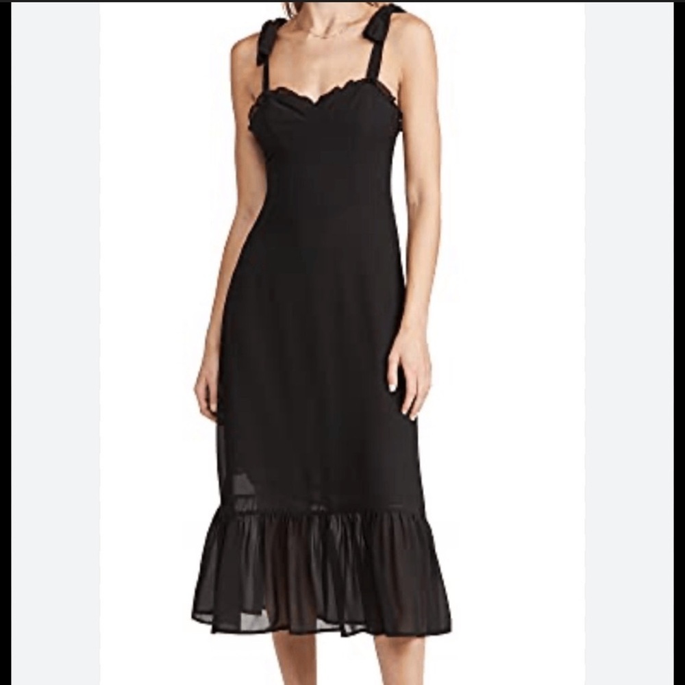 O.P.T. Toile de Jouy Black Midi Dress Size Small